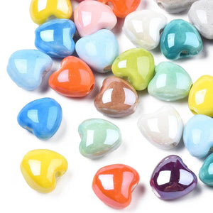 20pcs Porcelain Beads Heart Love Spacer Charm Beads for Jewelry Making DIY Craft