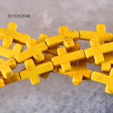 Natural Stone Yellow Howlite Cross Beads Pendant 25Pcs/Lot P475
