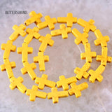 Natural Stone Yellow Howlite Cross Beads Pendant 25Pcs/Lot P475