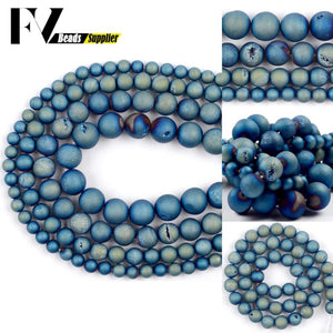 Metallic Natural Light Druzy Agates Beads 6/8/10/12mm