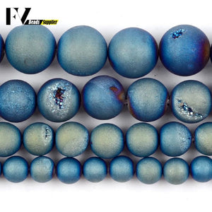 Metallic Natural Light Druzy Agates Beads 6/8/10/12mm