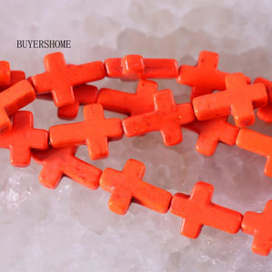 Orange Howlite Cross Beads Pendant 25Pcs/Lot
