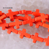 Orange Howlite Cross Beads Pendant 25Pcs/Lot