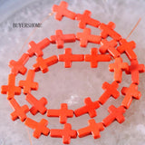 Orange Howlite Cross Beads Pendant 25Pcs/Lot