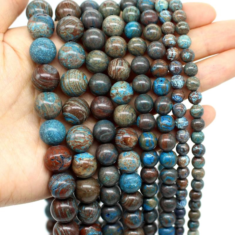 Blue-vein Stone Agate Beads DIY Earrings Rings Necklace Charms