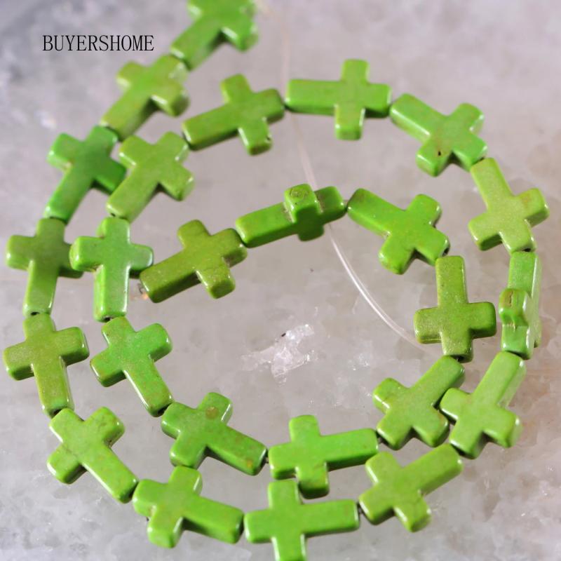 Green Howlite Cross Beads Pendant 25Pcs/Lot P474