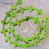 Green Howlite Cross Beads Pendant 25Pcs/Lot P474