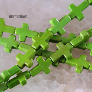 Green Howlite Cross Beads Pendant 25Pcs/Lot P474