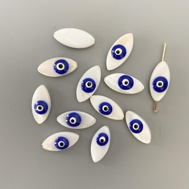 8x18mm Evil Eye Shell Beads Flat Spacer Beads for Jewelry
