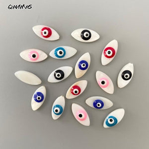8x18mm Evil Eye Shell Beads Flat Spacer Beads for Jewelry