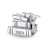 Silver Graduation Books Charm Beads for Bracelet DIY Jewelry
