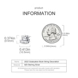 Silver Graduation Books Charm Beads for Bracelet DIY Jewelry