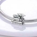 Silver Graduation Books Charm Beads for Bracelet DIY Jewelry