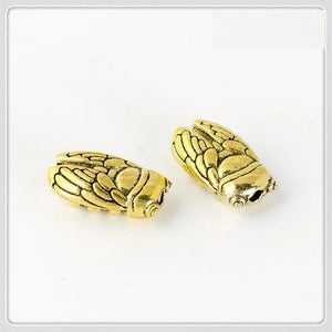 100 PC Antique Silver Cicada Shaped Beads 7x11mm
