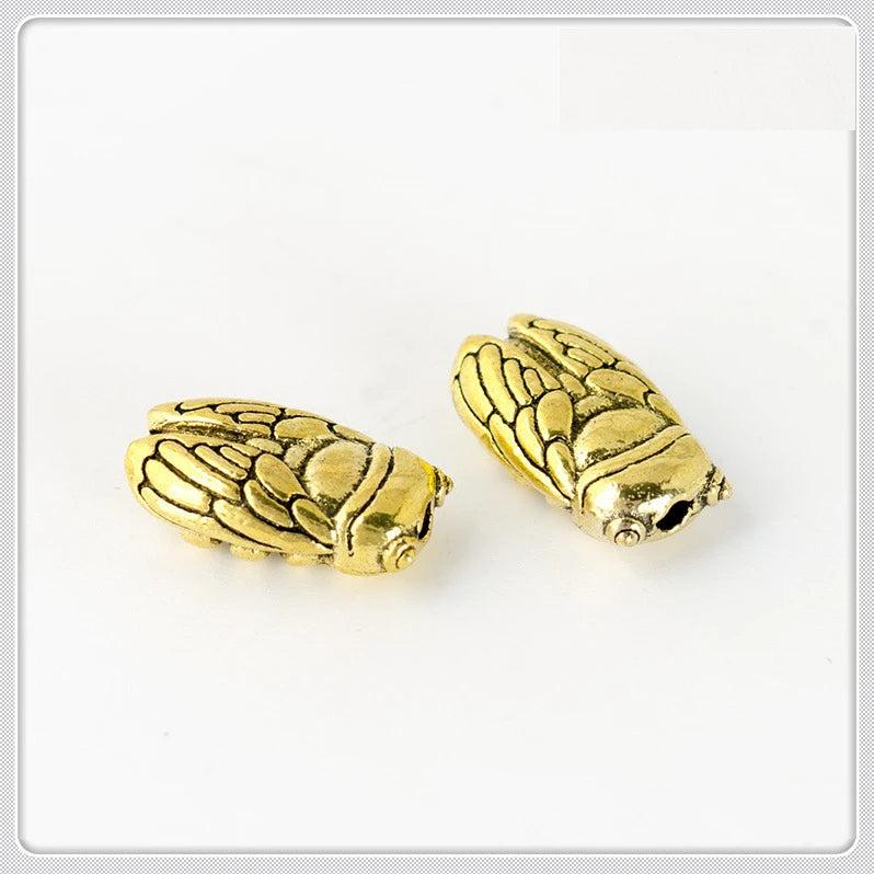 100 PC Antique Silver Cicada Shaped Beads 7x11mm