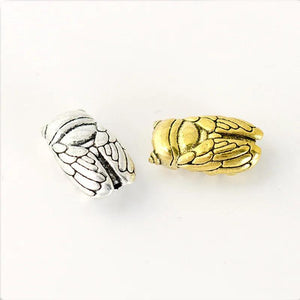 100 PC Antique Silver Cicada Shaped Beads 7x11mm