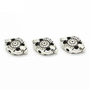10 PCS Antique Silver Plated Oval Flowers Spacer Beads for DIY Jewelry Making