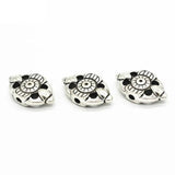 10 PCS Antique Silver Plated Oval Flowers Spacer Beads for DIY Jewelry Making