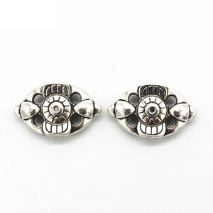 10 PCS Antique Silver Plated Oval Flowers Spacer Beads for DIY Jewelry Making