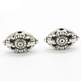 10 PCS Antique Silver Plated Oval Flowers Spacer Beads for DIY Jewelry Making