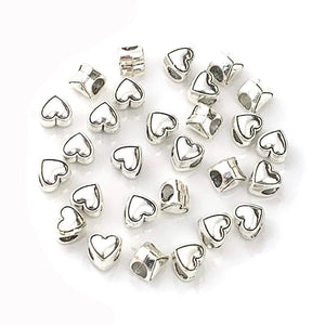 20 Antique Silver Heart Spacer Beads Charms 8x8mm