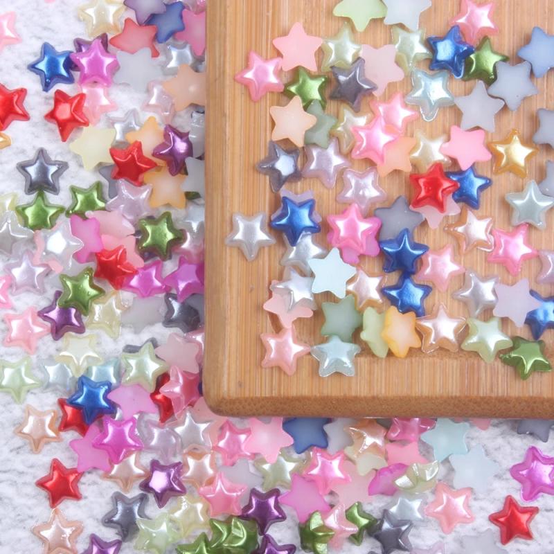 1000pcs Half Pearls Flatback Star Shape Resin