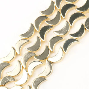 Moon Shape Gold-Plated Hematite Beads 15''
