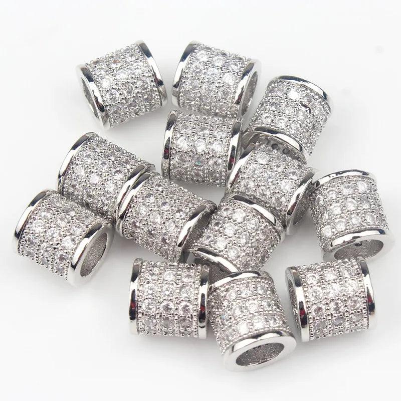 8mm Micro Pave Column Zirconia Spacer Beads For DIY Bracelets 3pcs/lot