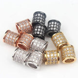 8mm Micro Pave Column Zirconia Spacer Beads For DIY Bracelets 3pcs/lot