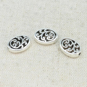 50 PCS Antique Silver Oval Spacer Beads DIY Jewelry Making