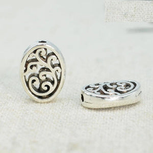 50 PCS Antique Silver Oval Spacer Beads DIY Jewelry Making