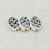 50 PCS Antique Silver Oval Spacer Beads DIY Jewelry Making