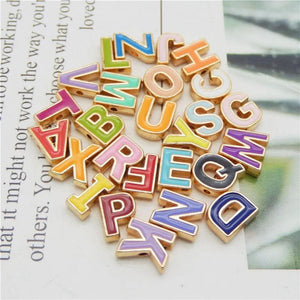 26PCS A-Z Enamel Letters Beads Colorful Alphabet Spacer Bead Bracelet Jewelry