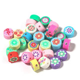 40Pcs 9mm Soft Pottery Beads Flower Mix Ceramics Spacer Clay DIY Jewelry Craft