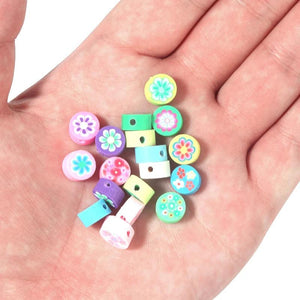 40Pcs 9mm Soft Pottery Beads Flower Mix Ceramics Spacer Clay DIY Jewelry Craft