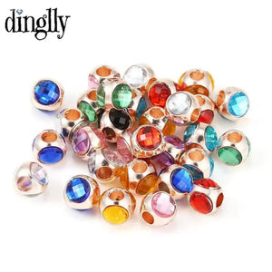 10pcs Rose Round Crystal Beads Charm Diy Bracelet Jewelry Accessory