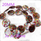 10PCS Butterfly Pint Shell Beads Round Printing Loose Natural Shell 20MM