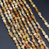 Natural Stone Beaded Golden Silk Jades Chalcedony Loose Spacer Beads