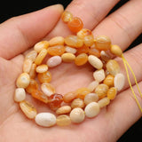Natural Stone Beaded Golden Silk Jades Chalcedony Loose Spacer Beads