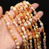 Natural Stone Beaded Golden Silk Jades Chalcedony Loose Spacer Beads