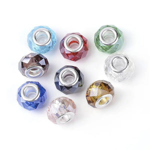 20PCS Multicolor Crystal Glass Rondelle Beads Charms Faceted Loose Spacer Bead