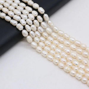 Freshwater Pearl Beads Rice Spaced Loose for Jewelry Making DIY