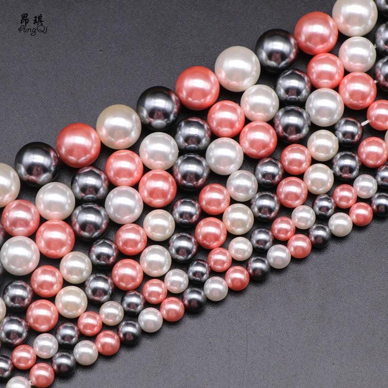Shell Pearl Round Loose Beads 6-12mm Spacer Beads Jewelry Making DIY Bracelet