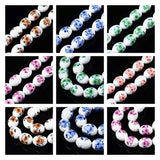 18pcs 13x17mm Oval Flower Pattern Ceramic Porcelain Beads for Jewelry Making