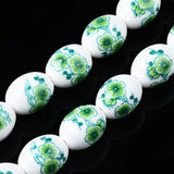 18pcs 13x17mm Oval Flower Pattern Ceramic Porcelain Beads for Jewelry Making