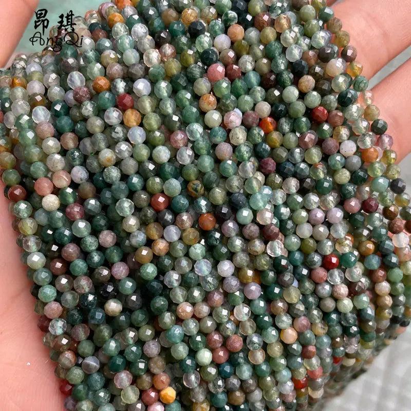 Faceted Natural Agates Beads 15'' Strand
