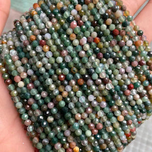 Faceted Natural Agates Beads 15'' Strand