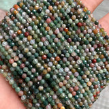 Faceted Natural Agates Beads 15'' Strand