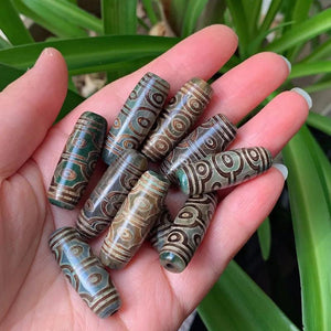 1PC 30mm Ten Eyes Vintage Natural Tibetan Dzi Agates Beads Buddha Jewelry