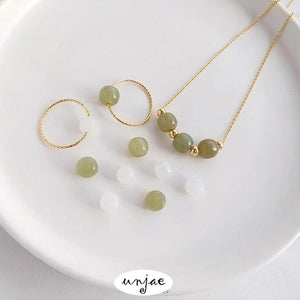 Natural Hetian Jade Green Bucket Beads DIY Jewelry